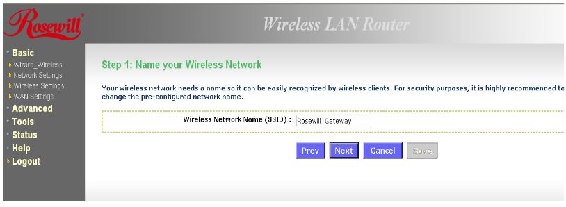Enter the desired network name (SSID) and click Next