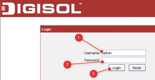 the DIGISOL router login page