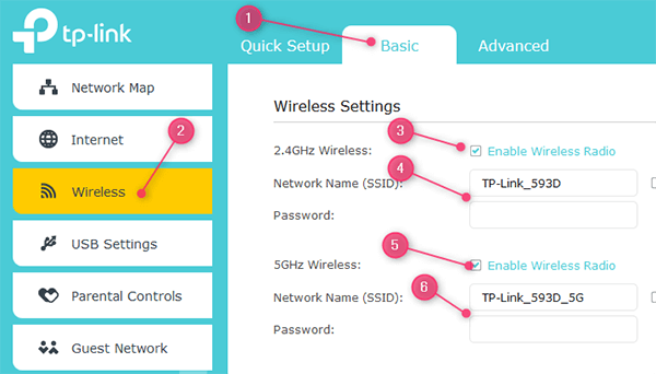 Archer Basic Wireless settings