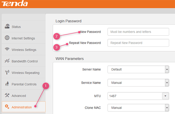 Tenda wireless router login password