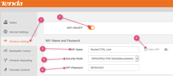 How to change the TENDA router SSID and wireless password