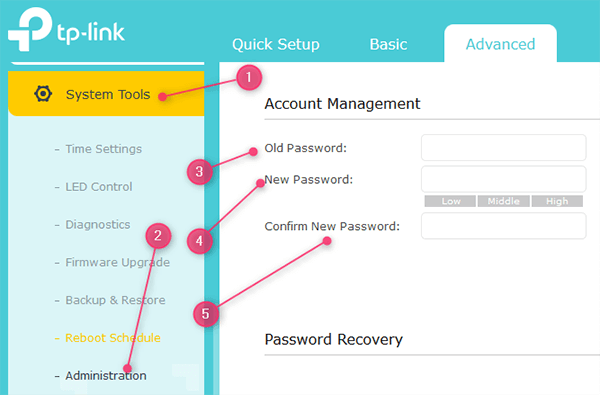 change TP-link password modern GUI