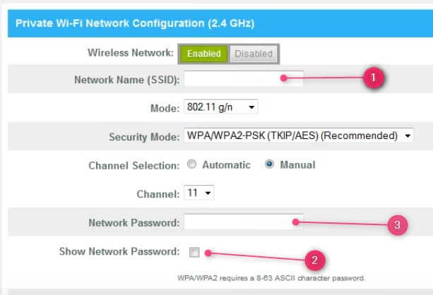 Change or setup a new the SSID and network password