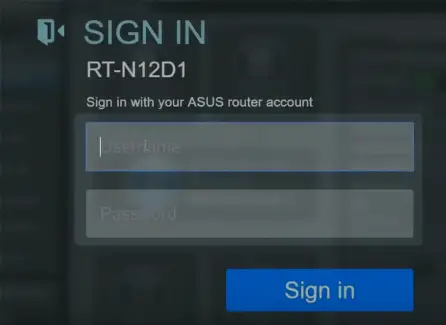 ASUS router login page