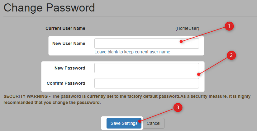 Change Tecnicolor router password