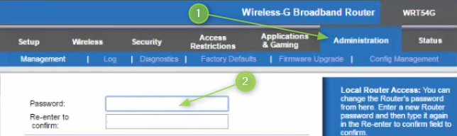 Change the Linksys router login password