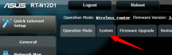 Click SYSTEM in the top menu