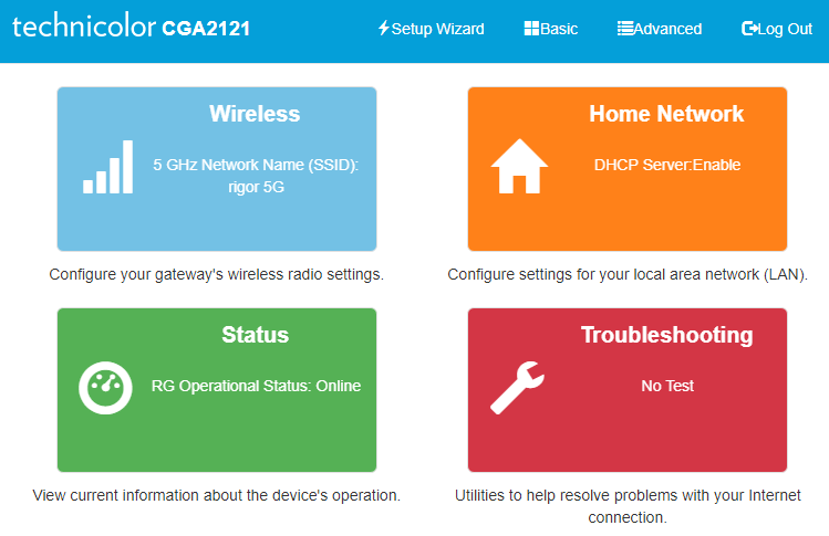 Technicolor router basic settings