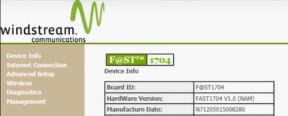 Windstream Sagem 1704 settings