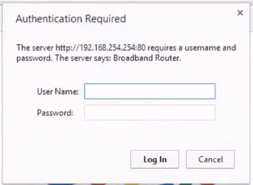 Windstream router login window