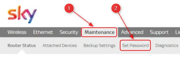 Sky router login menu