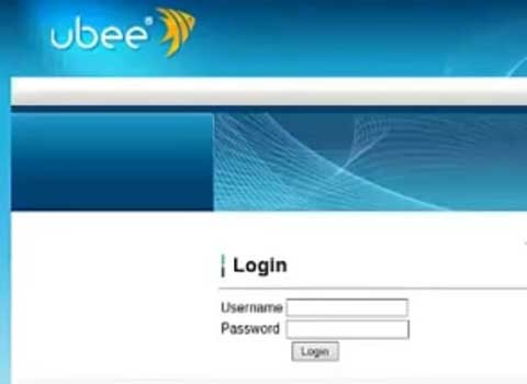 the Ubee router login page