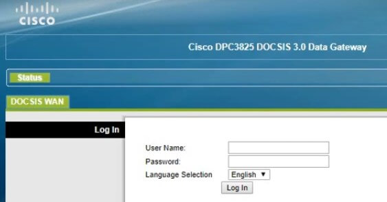 Cisco router login page