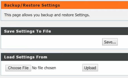 backup restore D-Link router settings