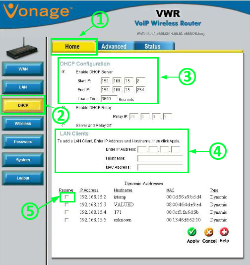 DHCP configuration