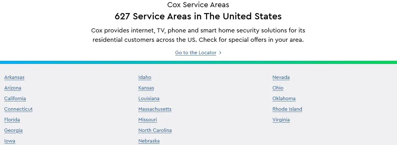 States with Cox cable internet service