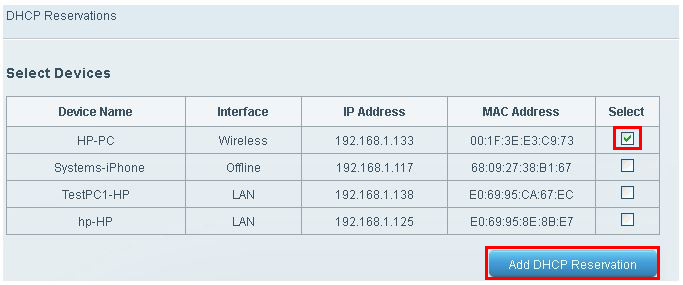 Add DHCP Reservation