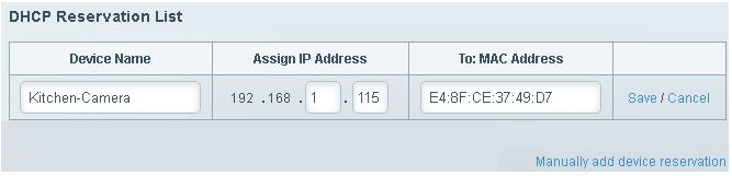 Adding a DHCP reservation manually