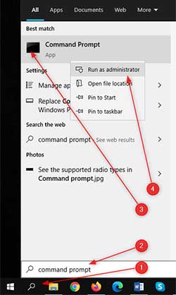 open command prompt as an administrator