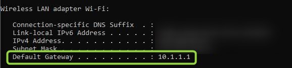 Default Gateway 10.1.1.1