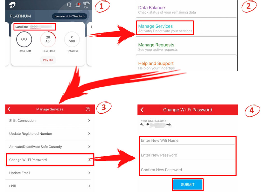 How to change Airtel Wi-Fi password using the application