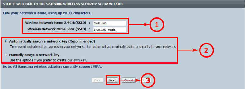 ENTER THE NAME FOR EACH NETWORK AND CHOOSE HOW YOU WANT TO ASSIGN PASSWORD