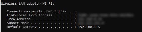 Default gateway 192.168.1.5