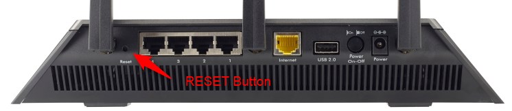 netgear reset button at the back of the router