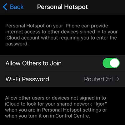 turn iphone to hotspot