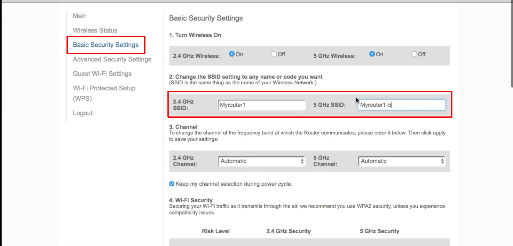 Basic Security Settings