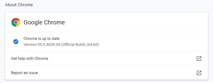 Chrome is up to date