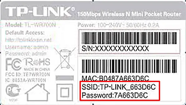 Default Wi-Fi network name and Wi-Fi password