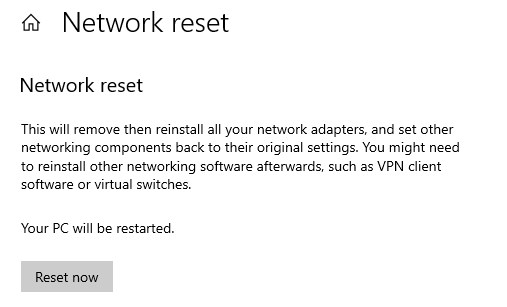 Network reset