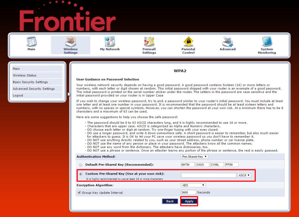 How to change password on frontier router Clearance