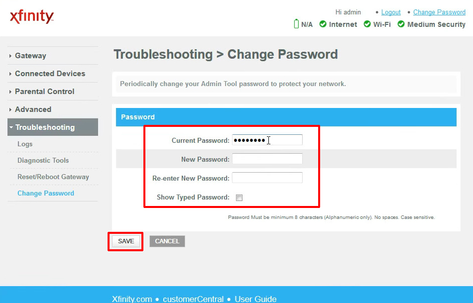 change password