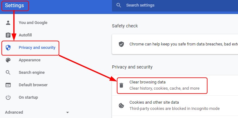 clear browsing data Chrome