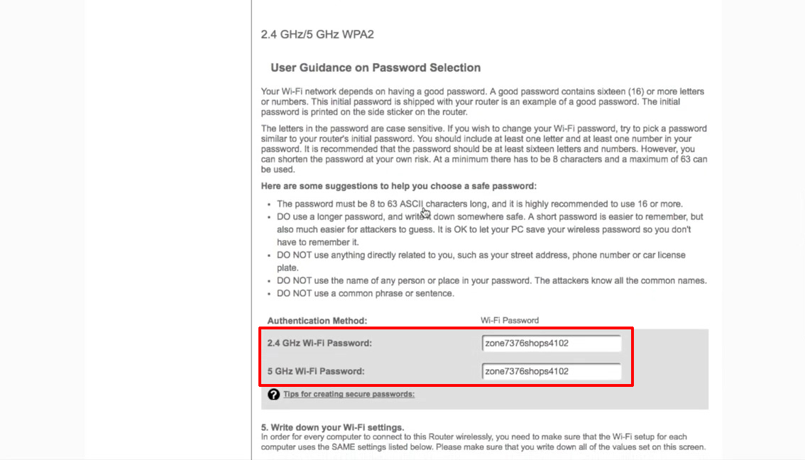 enter passwords for both networks