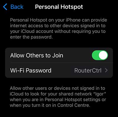 iPhone hotspot