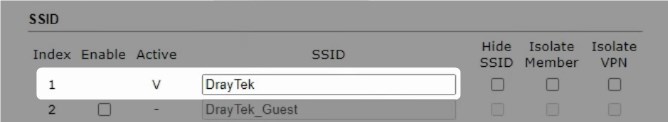 Change the default DrayTek SSID