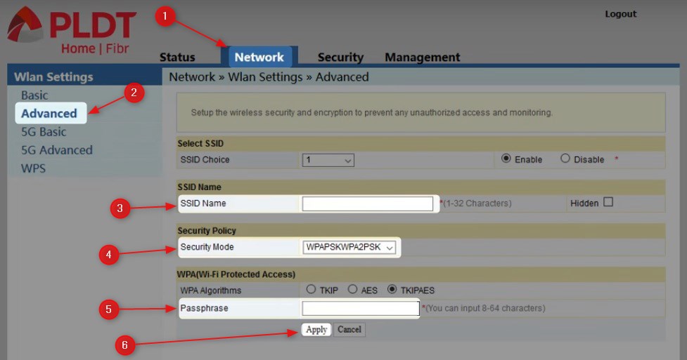 Change PLDT SSID and wireless password