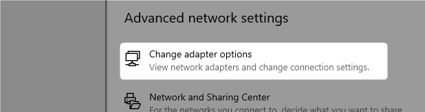 Change adapter options