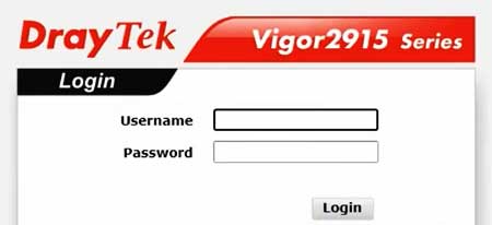 Draytek router login page