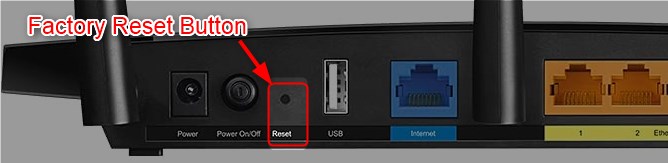 Factory reset button on TP-Link router