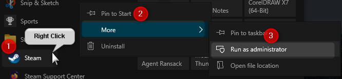 Run Steam as Administrator
