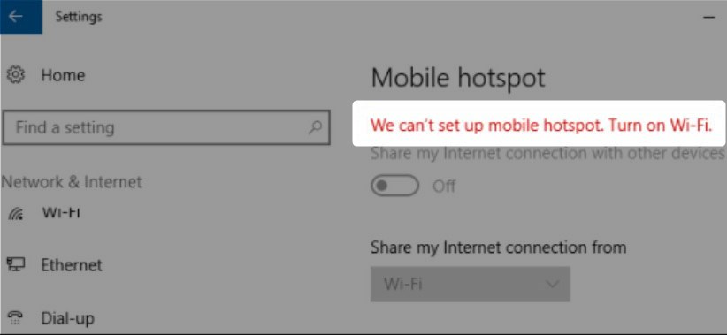 We Can't Set Up Mobile Hotspot