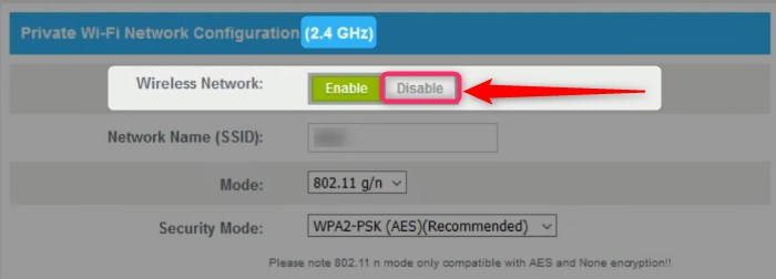 disable 2.4GHz