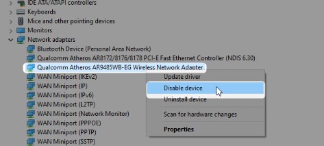 disable wifi adapter