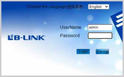 LB-Link router login page