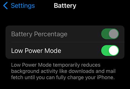 Low Power Mode iPhone