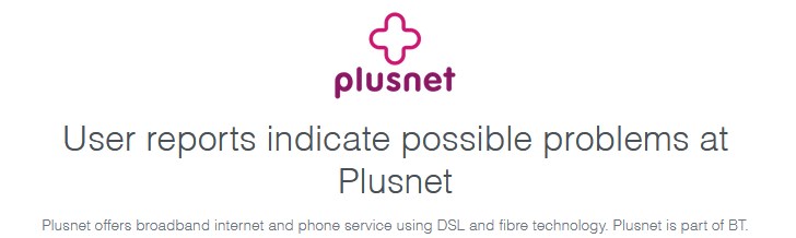 Plusnet issues DownDetector